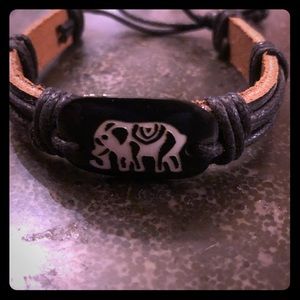 Unisex -Elephant -Boho Leather Adjustable Bracelet